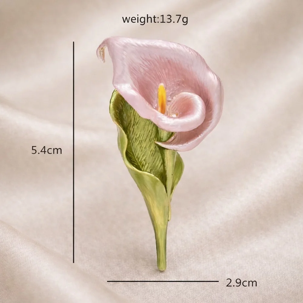 Pink Calla Lily Floral Brooch
